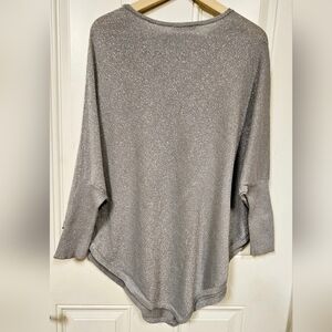 Peter nygard Metallic grey silver parkly blouse Dolman Sleeve Petite size PS/PM